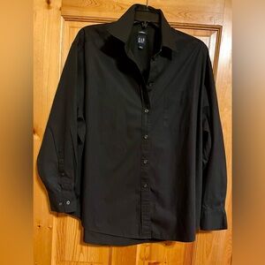 GAP Woman’s Big Shirt — Black — Button Down —Sz L